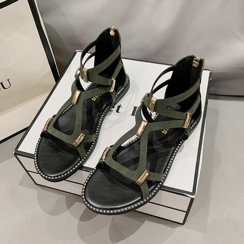 GOLD ZIPPER Flat Sandal