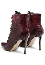 Load image into Gallery viewer, ESCALA CROC LACE-UP STILETTO BOOT