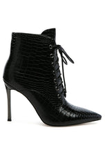 Load image into Gallery viewer, ESCALA CROC LACE-UP STILETTO BOOT