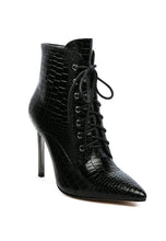 Load image into Gallery viewer, ESCALA CROC LACE-UP STILETTO BOOT