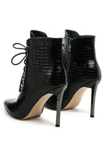 Load image into Gallery viewer, ESCALA CROC LACE-UP STILETTO BOOT