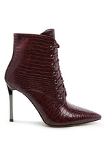 Load image into Gallery viewer, ESCALA CROC LACE-UP STILETTO BOOT