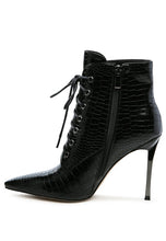 Load image into Gallery viewer, ESCALA CROC LACE-UP STILETTO BOOT