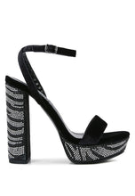 Load image into Gallery viewer, ZIRCON Diamante Block Heel Sandals