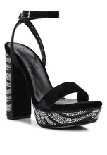 Load image into Gallery viewer, ZIRCON Diamante Block Heel Sandals