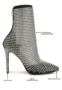 Fortunate Rhinestone Mesh Boots
