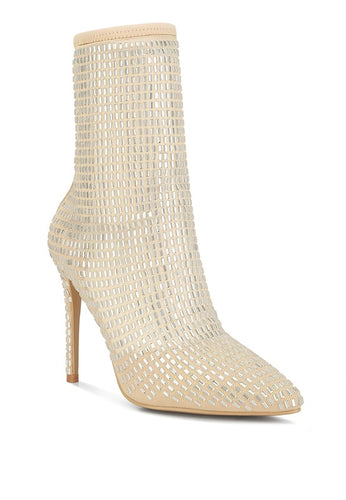 Fortunate Rhinestone Mesh Boots