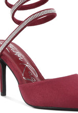 Load image into Gallery viewer, Elvira Rhinestone Strap Up Sandals