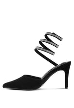 Load image into Gallery viewer, Elvira Rhinestone Strap Up Sandals