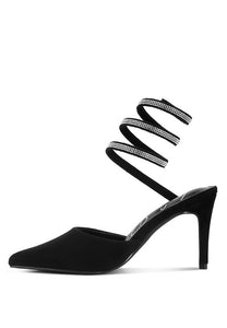 Elvira Rhinestone Strap Up Sandals