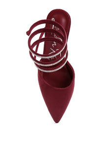 Elvira Rhinestone Strap Up Sandals
