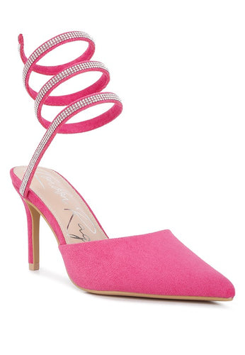 Elvira Rhinestone Strap Up Sandals