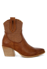 Load image into Gallery viewer, Big Mood Raffia &amp; Faux Leather Cowboy Boots