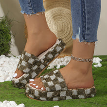 Load image into Gallery viewer, Fringe Checkered Platform Sandals