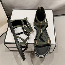 Load image into Gallery viewer, GOLD ZIPPER Flat Sandal