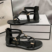 Load image into Gallery viewer, GOLD ZIPPER Flat Sandal