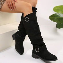 Load image into Gallery viewer, Buckle Round Toe Block Heel Boots