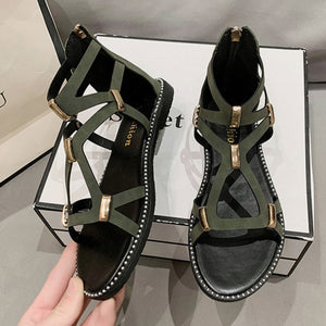 GOLD ZIPPER Flat Sandal
