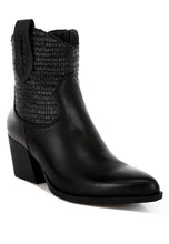 Load image into Gallery viewer, Big Mood Raffia &amp; Faux Leather Cowboy Boots