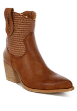 Load image into Gallery viewer, Big Mood Raffia &amp; Faux Leather Cowboy Boots