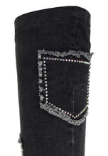 Load image into Gallery viewer, Eilish Rhinestones Knee High Denim Boots