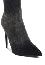 Load image into Gallery viewer, Eilish Rhinestones Knee High Denim Boots