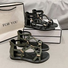 Load image into Gallery viewer, GOLD ZIPPER Flat Sandal