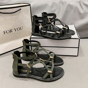 GOLD ZIPPER Flat Sandal